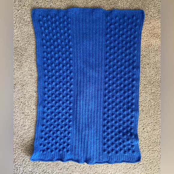 Cobalt Blue Baby Crochet Blanket - Picture 3 of 3